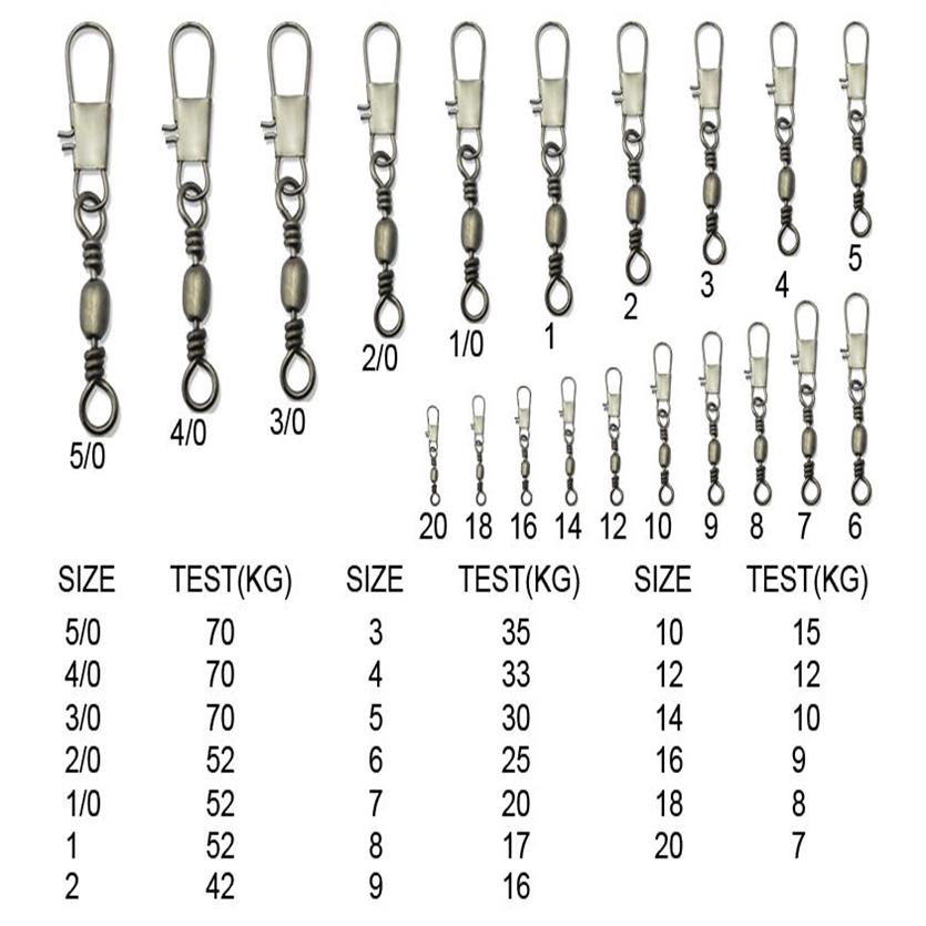 500st Fishing Crane Barrel Swivel W Interlock Snap Solid Rings2709