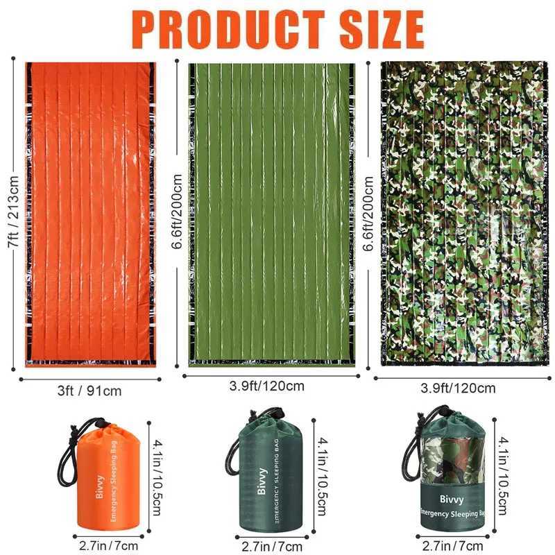 Sacs de couchage PE sac de couchage d'urgence étanche Portable survie 120x200 cm sac de couchage pour Camping en plein air randonnée AdventureL231226