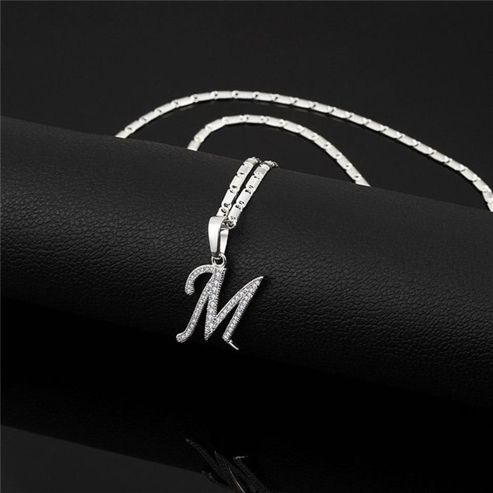 Capital Initial M Letter Necklace For Women Silver Gold Color Alphabet Pendant & Chain Name Jewelry Gift for Her228C