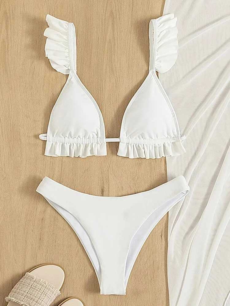 Set bikinis vigobreviya seksowna solidna 3 -częściowa spódnica z siatki bikini zestaw strojów kąpielowych Kobiety 2023 Papped Push Up Swimpit Summer Suitl231225