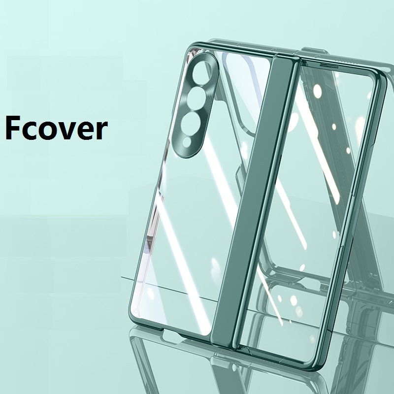 Clear Hard For Samsung Galaxy Z Fold 4 Case Privacy Glass Film Anti Spy Bracket Hinge Protection Cover