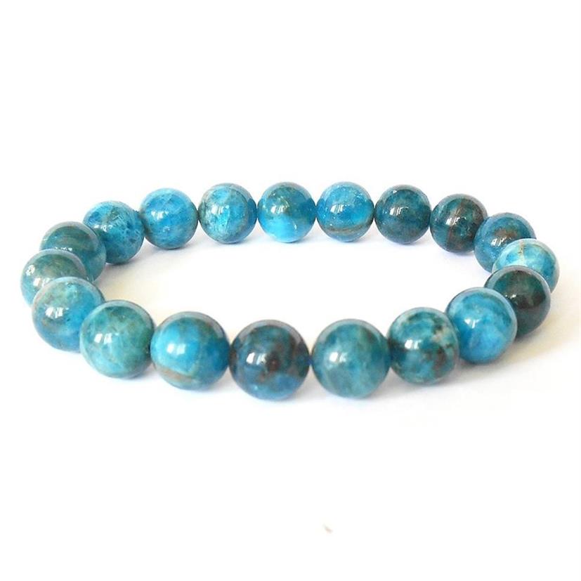 MG0515 Sur 10 mm Bracelet empilable en apatite bleue Bracelet de pierres précieuses de haute qualité Bracelet de bien-être émotionnel de protection pour hommes 2291