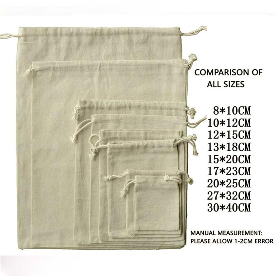 Jewelry Drawable Cotton Muslin Bags Wedding Gift Bags Pouches Retail Drawstring Pouch Packaging Christmas decor2595