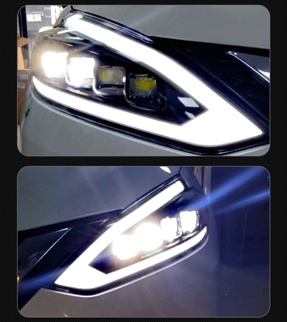 مجموعة المصابيح الأمامية لنيسان سيلفي سينترا 20 16-20 19 LED ترقية DRL Angel Eye Design Signal Lights