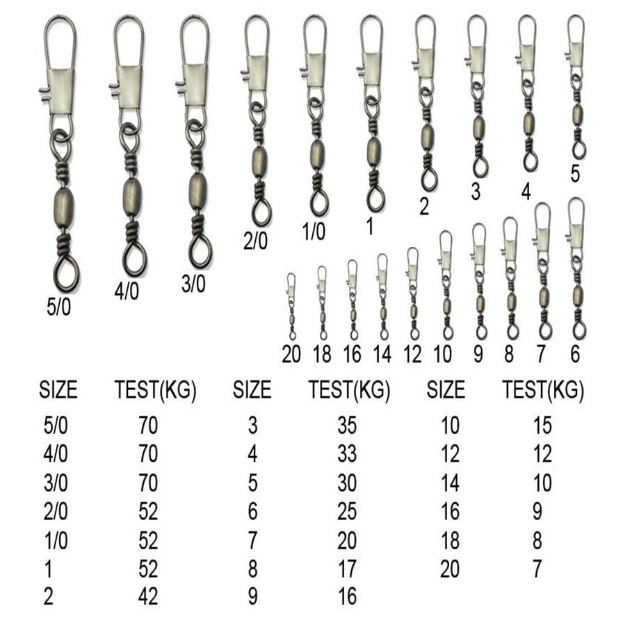 500st Fishing Crane Barrel Swivel W Interlock Snap Solid Rings277y