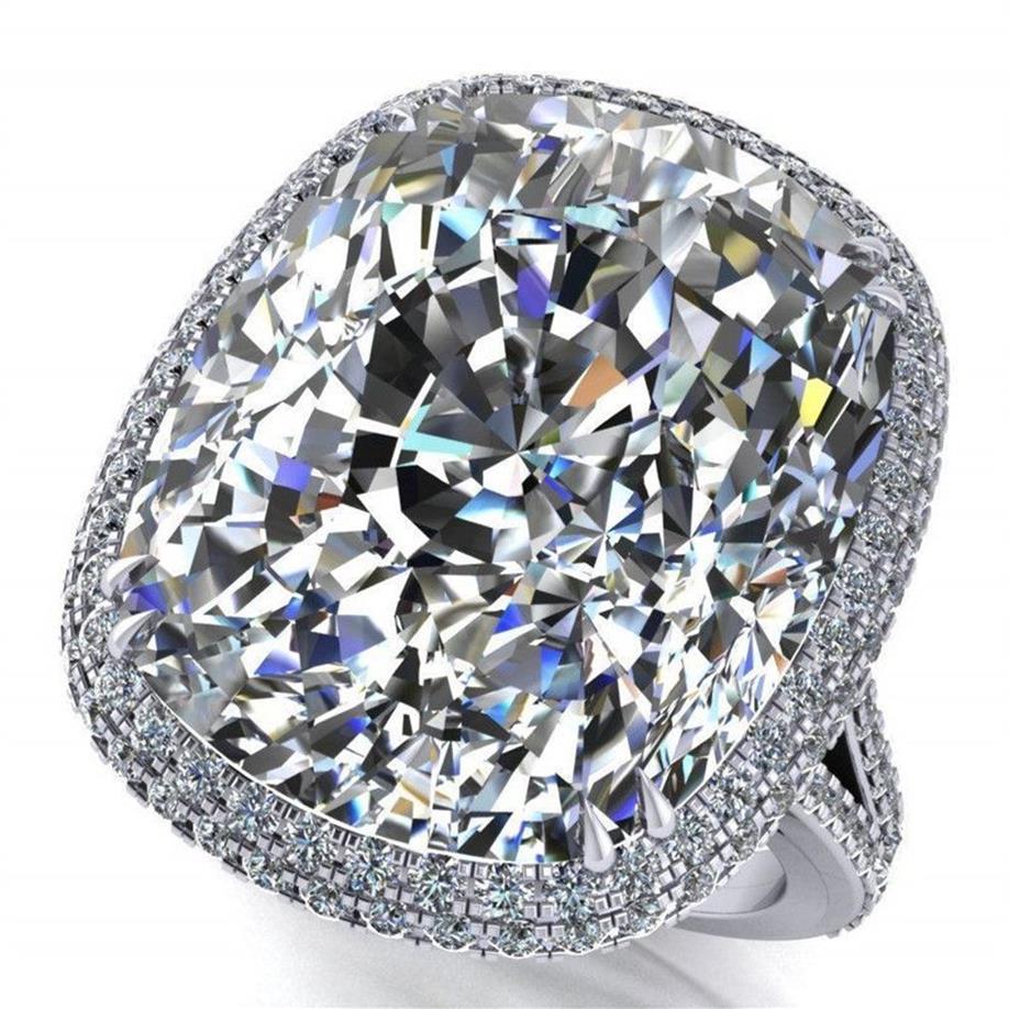2021 grande anel de casamento diamante espumante jóias luxo forma almofada 5a zircão alta qualidade pomba ovo pedras preciosas eternidade feminino en297r