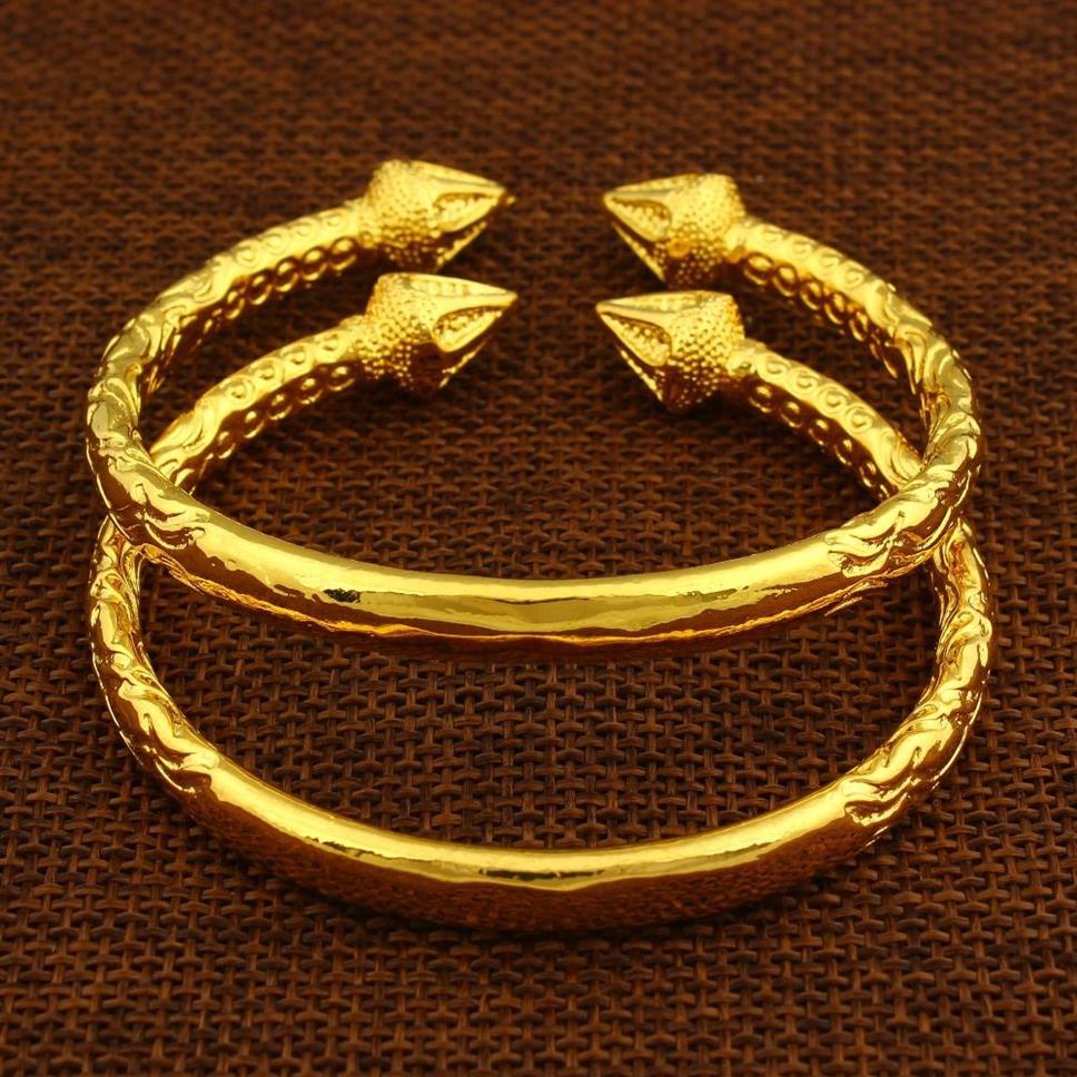 New Arrowhead Openable 14 k Yellow Fine Solid Gold Filled Bangle Engraved Trendy aiguille Pattern Bracelet Jewelry Wholesa269p