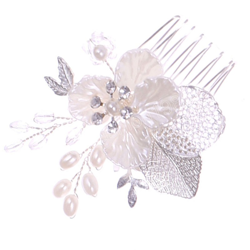 Kleine Bloem Haar Kam Meisjes Bruiloft Haaraccessoires Strass Kralen Haarspeld Eenvoudige Zilveren Kleur Tiara Bruids Haar Sieraden