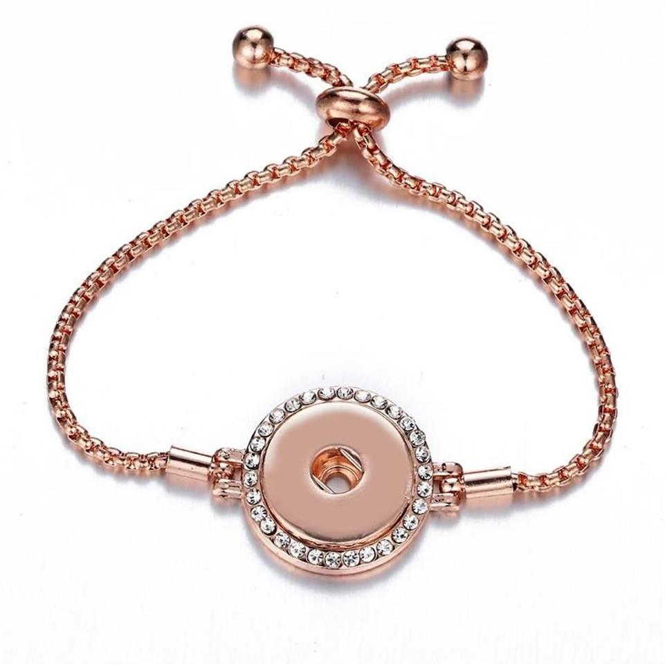 Nieuwe Rose Gold 18mm Snap Armbanden Europese Charm Bead Bangle Armband Mode-sieraden Voor Vrouwen Men280c