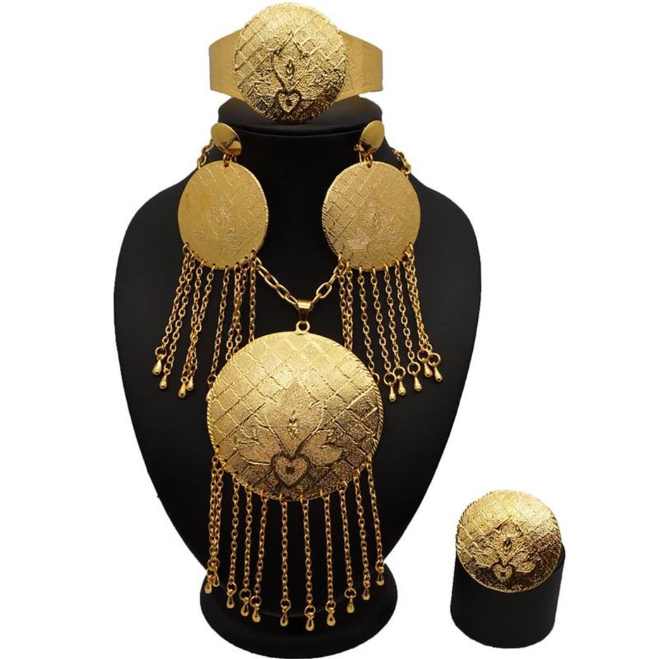 set di gioielli da sposa set di gioielli grandi africani di qualità eccellente costume di qualità set in oro da donna collana da sposa sets237I