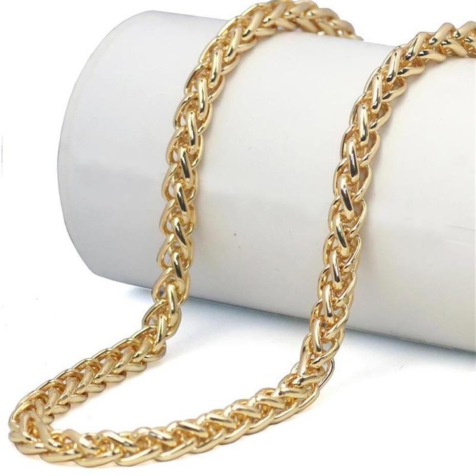 Плетеное золотое звено пшеницы, ожерелья-цепочки Франко, золотое мужское ожерелье из нержавеющей стали, ожерелье-цепочка в стиле хип-хоп, полированные модные украшения358B