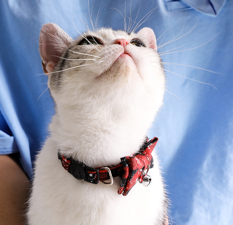 BOW PET COLLAR CAT DOG LATTICE BOW KNOT 조정 가능한 키티 칼라 목걸이 영국의 격자 무늬 나비 넥타이 실버 벨 30 스타일
