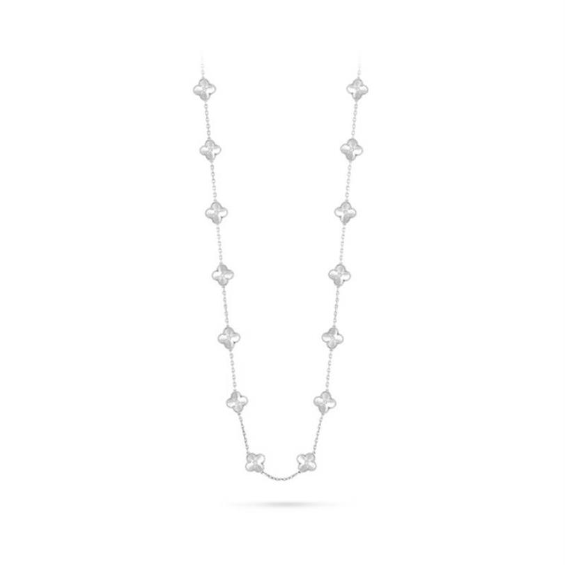 trèfle long collier iamond porte-bonheur cleef colliers bijoux de créateur pour les femmes fête cadeau de Noël marque lettre-V doré rose or193m