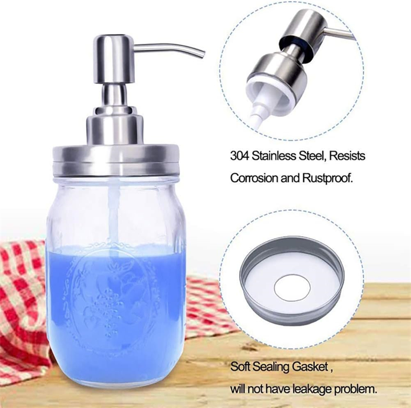 70 mm Einmachglas-Edelstahl-Seifen- und Lotion-Ersatzpumpe, Lotionspenderdeckel für Badezimmer und Küche
