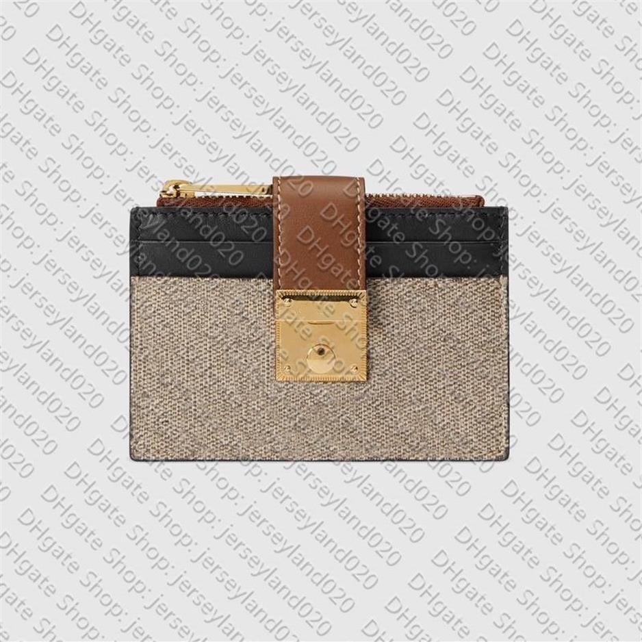 658228 Padlock Card Case Portfer Designer Women Canvas Monety Zamek Uchwyt monety z pudełkową torbą do kurzu257m