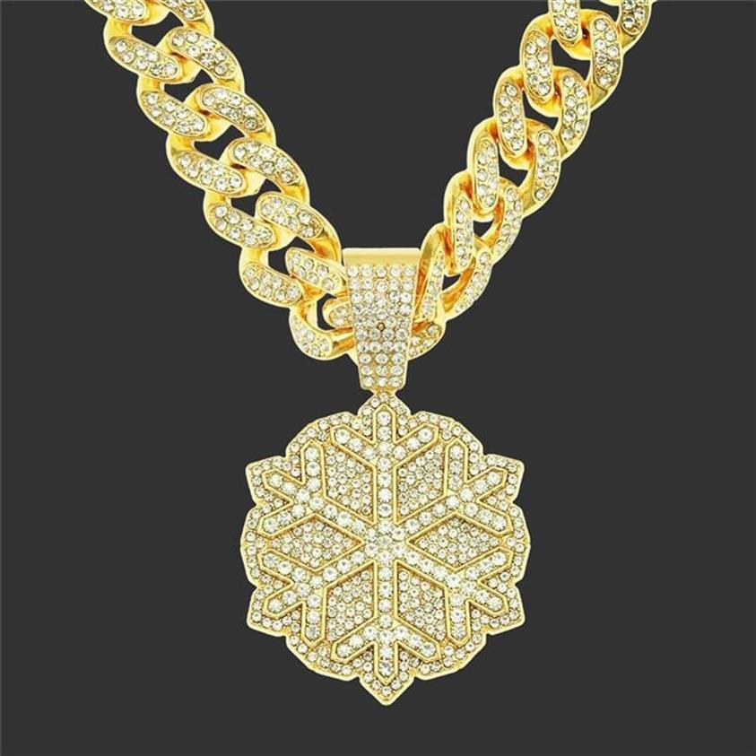 Pendentif Colliers Mode Hip Hop Bijoux Zircon Cubique Flocon De Neige Avec Largeur 13mm Glacé Miami Cubain Lien Chaîne Ras Du Cou Cadeau 221y