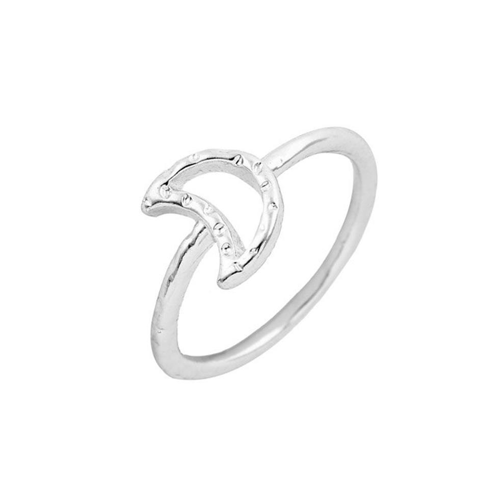 Whole Hollow Moon Rings Hammered Line Crescent Moon Knuckle Ring Size For Women Girls Fashion Rings R066 Factory Dire245G