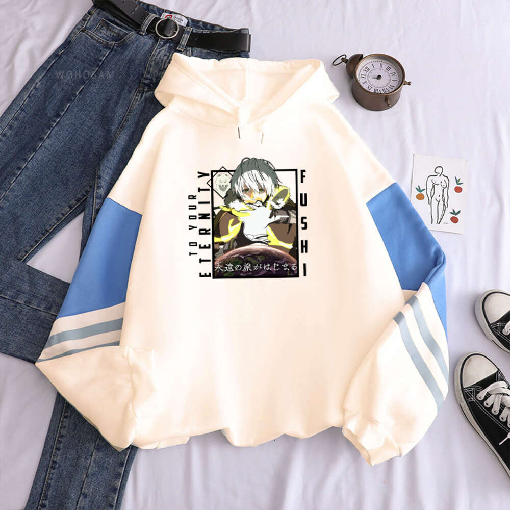 Mode Japon Anime À Votre Éternité Sweats À Capuche Haruku Décontracté Streetwear Drôle Dessin Animé Fushi Joan Hiver Patchwork Sweat