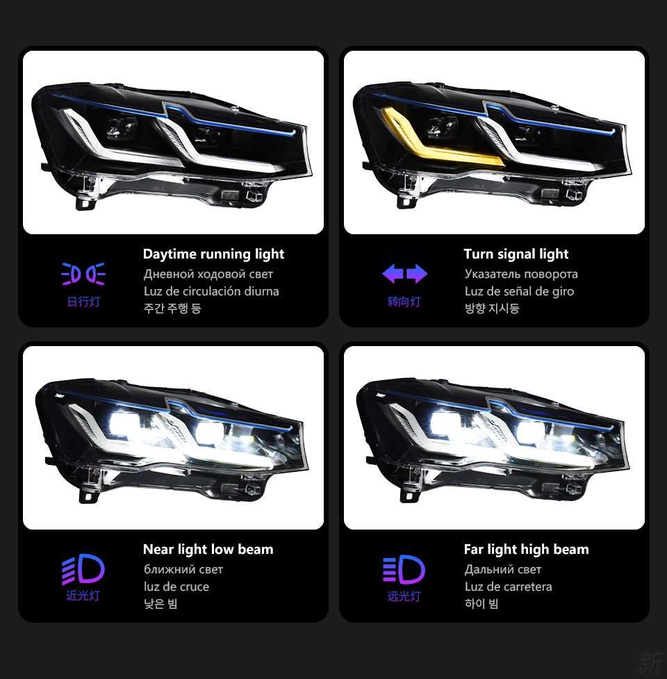 Ensemble de phares de jour LED pour BMW X3 X4 F25 F26, clignotant, lentille à double faisceau, 2010 – 2017