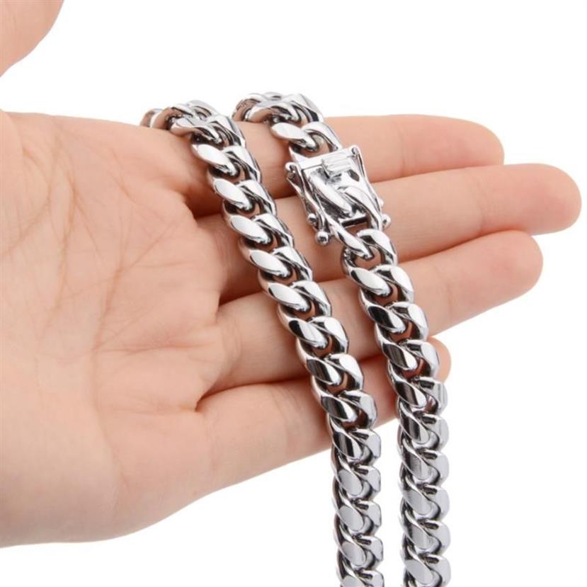 10mm Heavy Necklace Stainless Steel Miami Link Curb Cuban Chain Mens Necklace Male Party Jewelry Accessories Stylish Beautiful238H