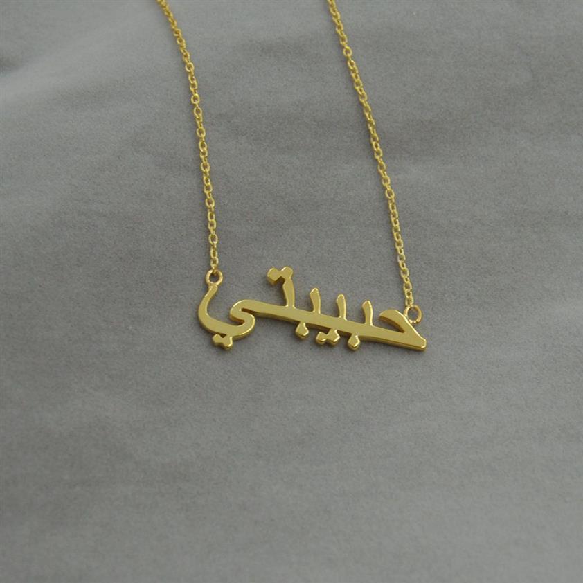 Pendant Necklaces Islamic Jewelry Custom Arabic Name Necklace Personalized Stainless Steel Gold Color Customized Persian Farsi Nam2111