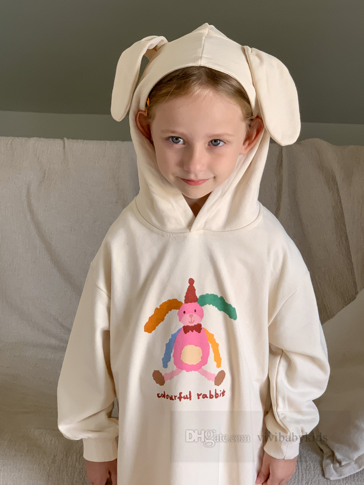 Enfants dessin animé lapin lettre imprimé vêtements ensembles filles lapin oreille à capuche sweat à manches longues rose leggings 2 pièces 2024 printemps enfants tenues décontractées Z6318