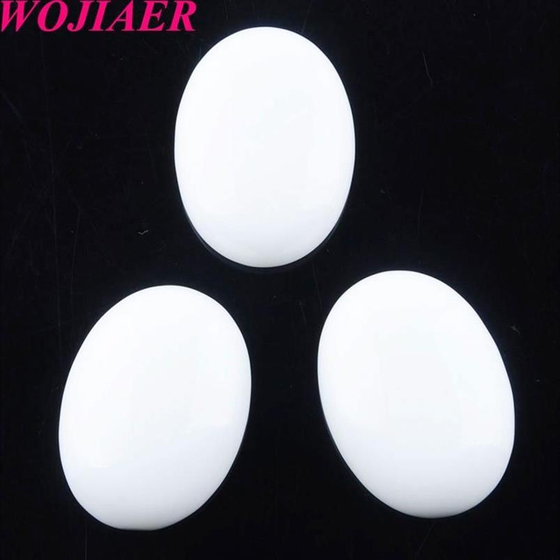 Wojiaer Natural White Jade Gemstone Beads Oval Cabochon Cab No Hole 22x30x7mm لأقراط صنع إكسسوارات المجوهرات U81092408