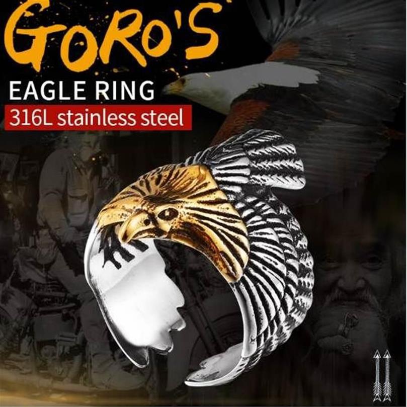 Unique Jewelry Stainless Steel Biker Eagle Ring Man's High Quality USA Animal Jewerly BR8-29314V