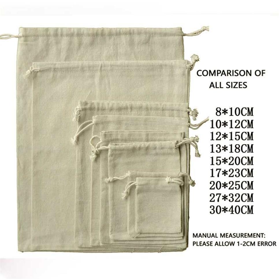 Jewelry Drawable Cotton Muslin Bags Wedding Gift Bags Pouches Retail Drawstring Pouch Packaging Christmas decor2595