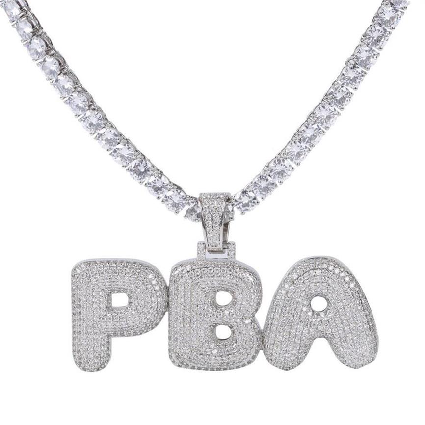 A-Z Custom Name Letters Name Necklaces & Pendant Charm For Men Women Gold Silver Color Cubic Zirconia with Rope Chain Gifts2530