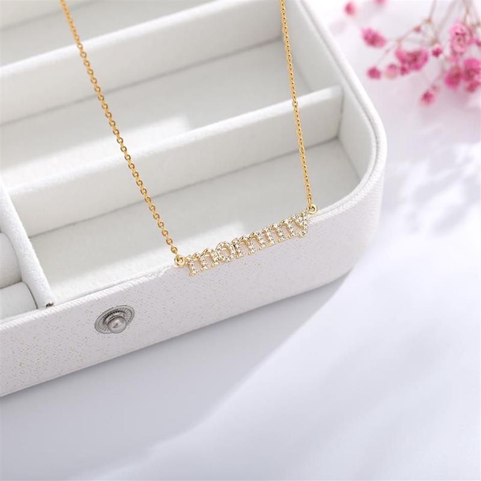 Pendant Necklaces 2021 Collier Femme Fashion Letter Stainless Steel Long Chain Mommy Pendants Mother Day Birthday Gifts281f