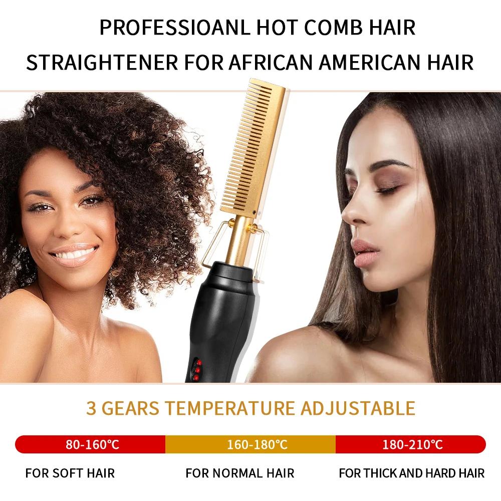 Prostownicze 2 w 1 gorąco grzebienia prostownica do peruk prostytującego Elektryczne płaskie żelazne włosy pędzel do włosów narzędzia do stylistyki