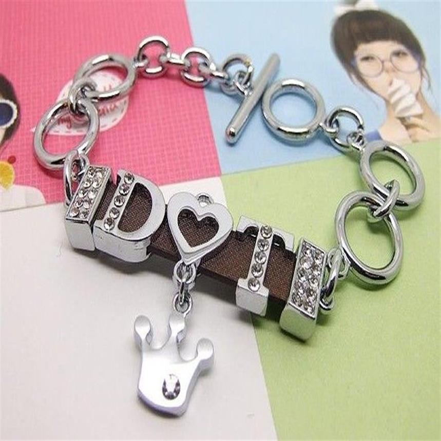 / 8mm I Strass complet Bling Slide Lettre DIY Alphabet Charms Fit Pour 8mm bracelet en cuir bracelet SL0007274K