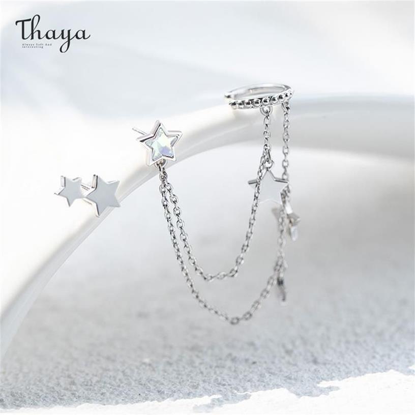 Thaya Silver Color Star Danghing Enring for Women with Chain Light Purple Crytals arocrings عالية الجودة مجوهرات راقية أنيقة 220214305d