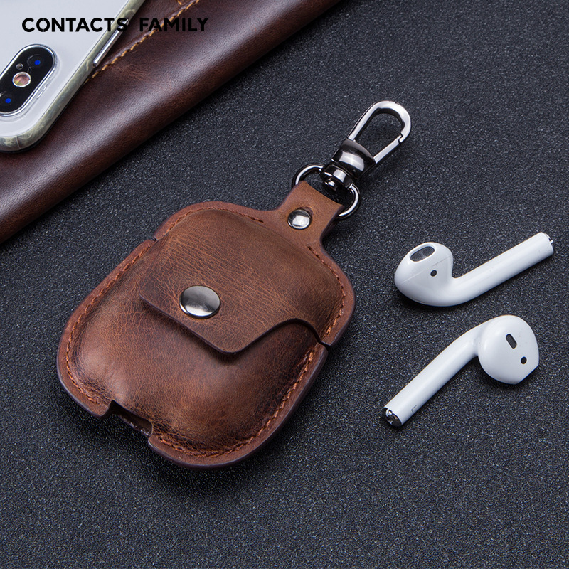 Suitable for airpods Apple wireless bluetooth headset case Convenient drop-proof leather case leather pouch with hiking buckle for on-the-go use