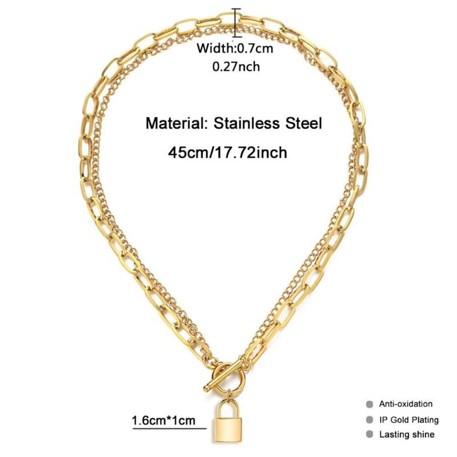 Naszyjniki wiszące ze stali nierdzewnej Multi -Way Block Naszyjnik dla kobiet mężczyzn o zapętaniu Padlock Choker Hip Hop Jewelry186W