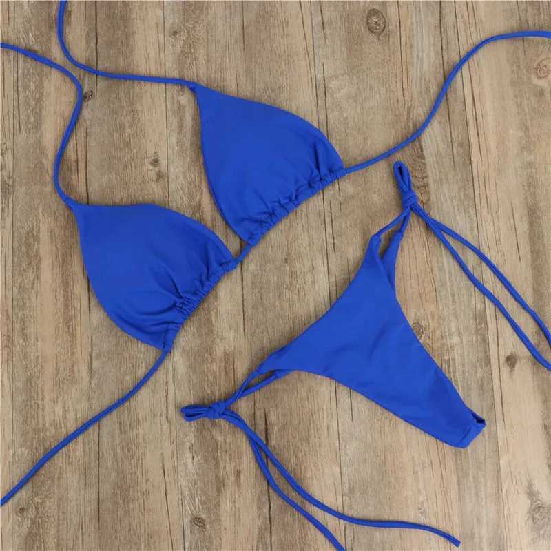 Bikinis set seksi katı kadınlar yazlık mayo bikini sutu kravat tarafı G-string ton plaj takım elbise mayo mayo yüzme takım elbise231225