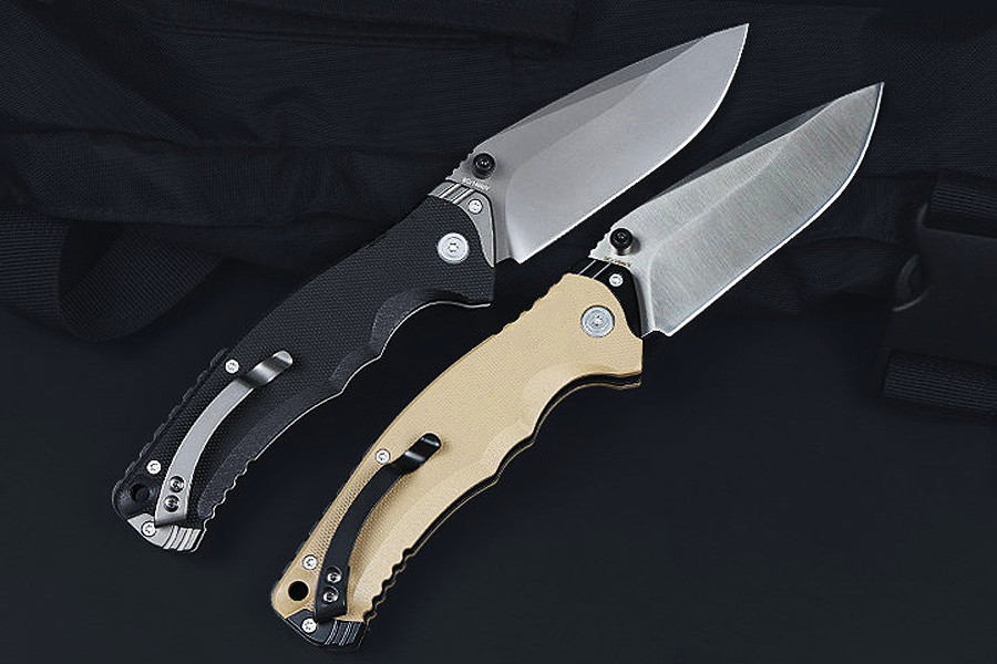 Top Quality BK Folding Knife 8Cr13Mov Satin Drop Point Blade Black/Sand G10 Handle Outdoor Camping Hiking Survival Tactical Folder Knives EDC Tools