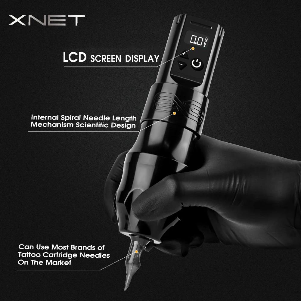 Maskin Xnet EXO Flux Professional Wireless Tattoo Hine Pen Praft Coreless Motor Two Battery Digital Display for Body Artist