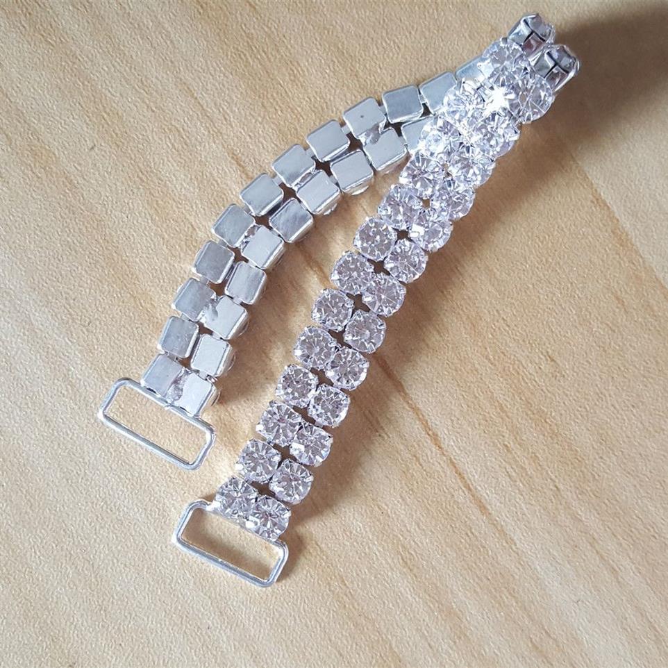 CJSIR 2ROWS 16 5cm Big Crystal Rhinestone Bikini Connectors Buckle Metal Chain For Swimming Wear Bikini Decoration215C