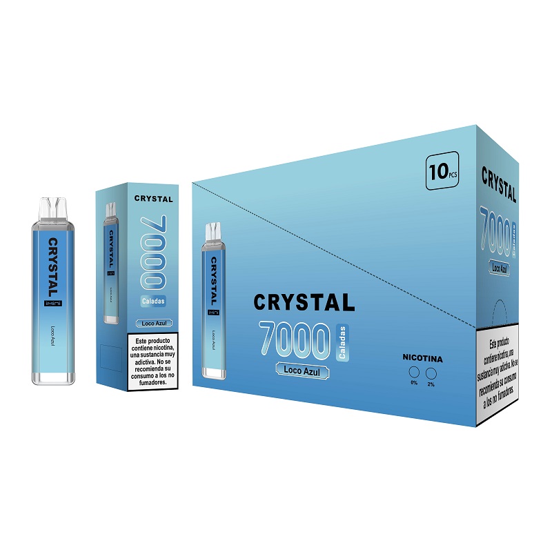 Crystal 7000 Puff Einweg E -Zigaretten Mesh Spule 16ml Pod Batterie Elektronische Zigarien PUFS 10K Puff 12k 0% 2% Spanische Version Verpackung Vaper Stift KOSTENLOSE Versandvaper