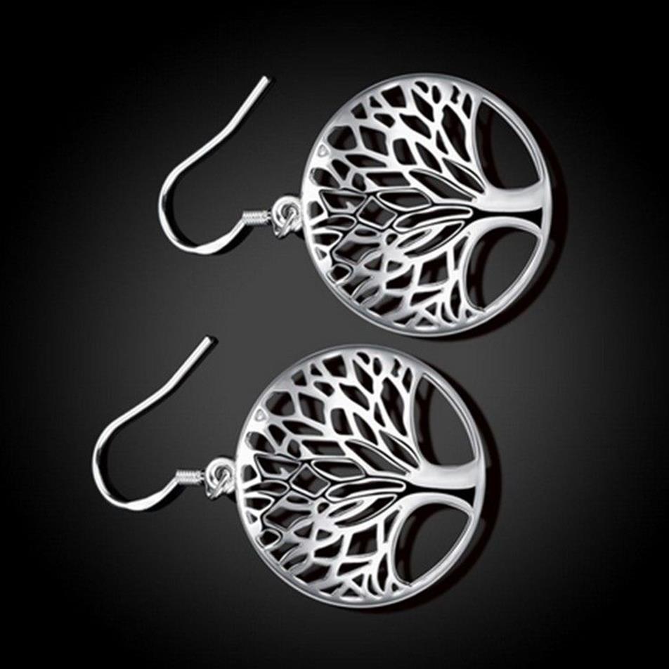 of Tree of Life Earrings Silver Fish Ear Hook Antique Silver Chandelier3203