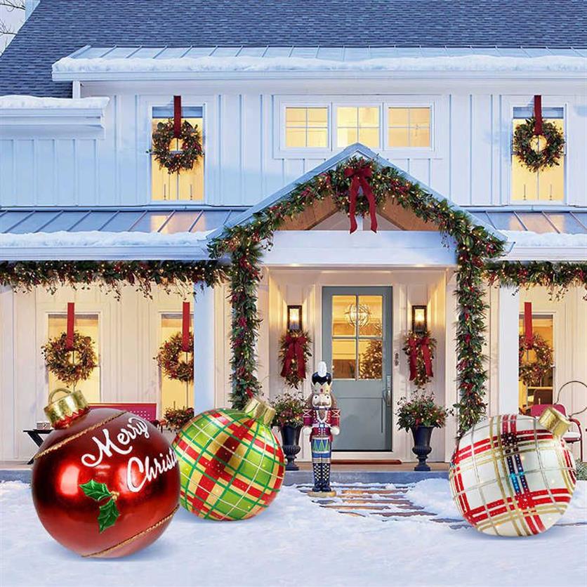 60cm كرات عيد الميلاد زينة شجرة الشجرة الجو في الهواء الطلق حلي قابلة للنفخ لزخرفة كرة الهدايا المنزل 210911276n