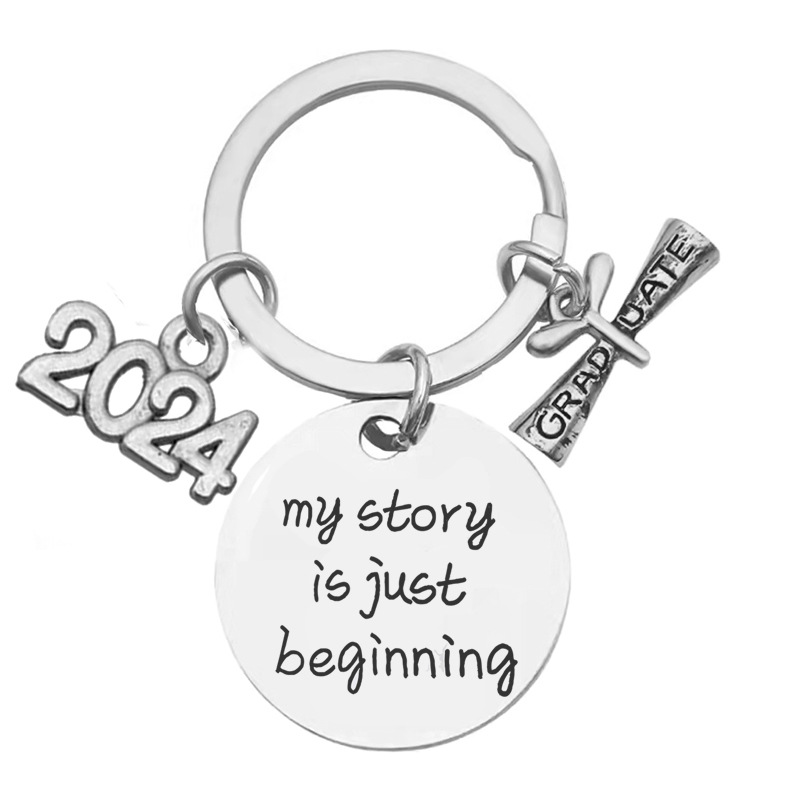 Graduation Gift KeyChain 2024 Rostfritt stål Keychain Pendant Student Graduation Ceremony Keyring Designer Key Chain 30mm