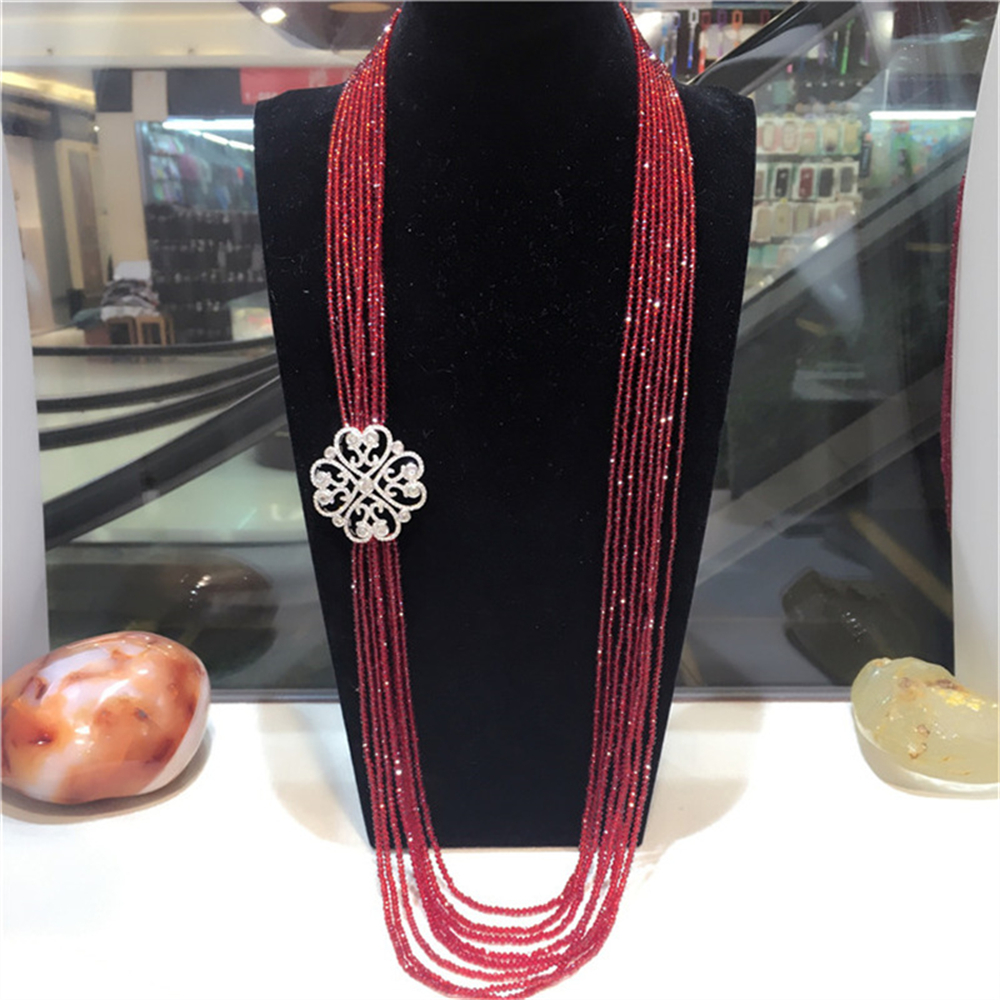 Zirkoon accessoires sluiting DIY accessoire rood groen glas kristal ketting 75-85cm trui ketting