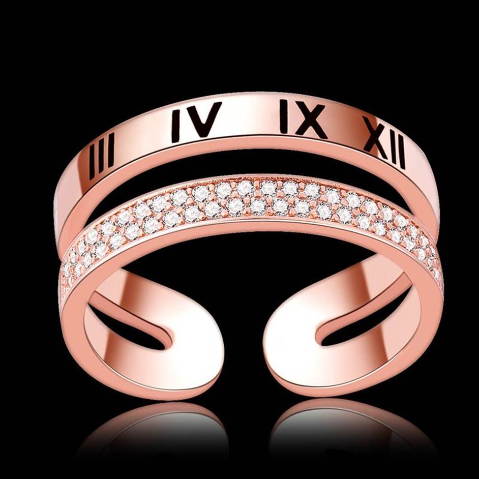 Bague de luxe en or rose 18 carats avec lettres romaines, diamant et Zircon, micro pavé pour femmes, anniversaire 245Z
