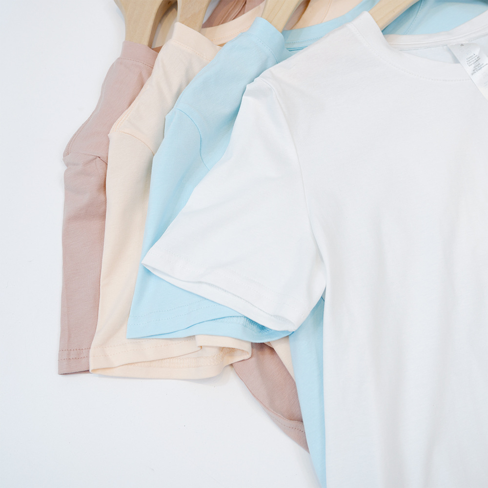 LU-1857 요가웨어 여성 둥근 목 티셔츠 짧은 소매 편안한 피트니스 캐주얼 한 간단한면 암모니아 직물 단색 소프