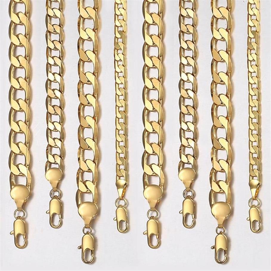 Kedjor mode gåva guldkedja halsband för män kvinnor smycken mens halsband fylld trottoarkant kubansk link270f