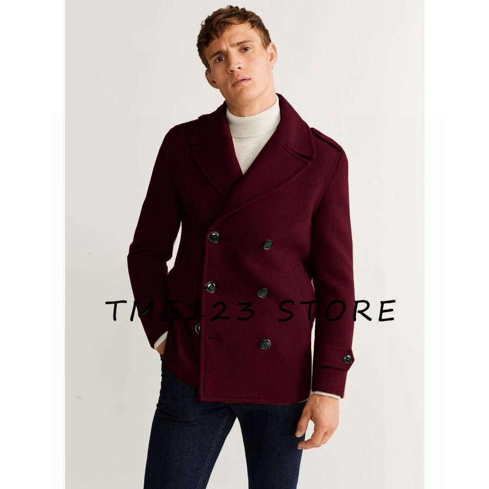 Schichten Winterjacken für Männer Kleidung Herren normaler Woll V-Ausschnitt Doppelreihe Casual Fashion Man Trench Coat Männlich