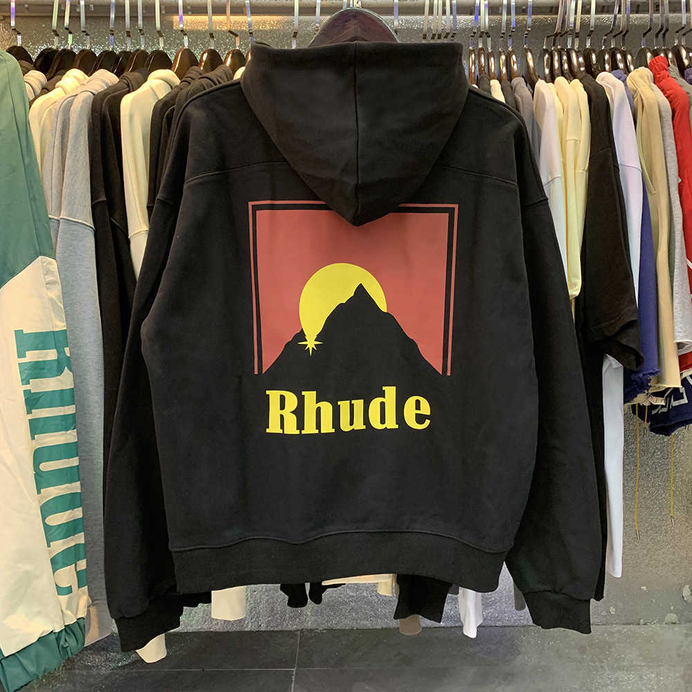 남성용 후드 땀 셔츠 틈새 뷰티 트렌드 rhudehoodies 오렌지 일몰 사진 사진 인쇄 테리 캐주얼 느슨한 하이 스트리트 가을 wq1w